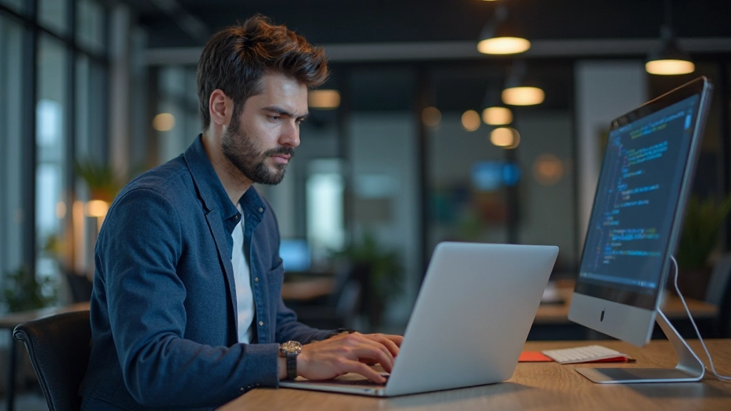 Специалист изучает контейнеризацию приложений на компьютере